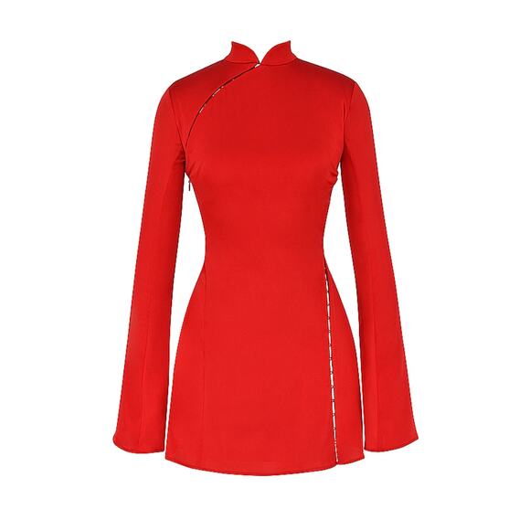 House of CB Alyssa Scarlet Satin Mini Dress Size XS - Picture 5 of 10